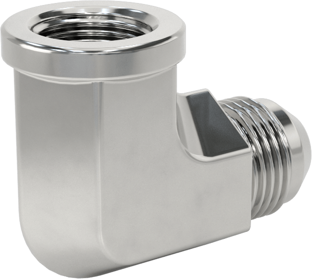 Paslanmaz Çelik Boru için 37 Derece Genişletilmiş Bağlantı Parçası, 1/2" Dış Çaplı Boru x 3/8 NPT Dişi için 90 Derece Adaptör