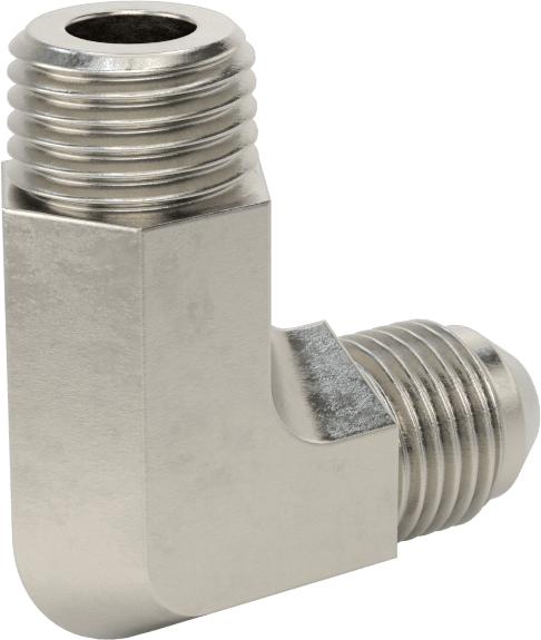Paslanmaz Çelik Boru için 37 Derece Genişletilmiş Bağlantı Parçası, 5/16" Dış Çaplı Boru x 1/4 NPT Erkek için 90 Derece Adaptör