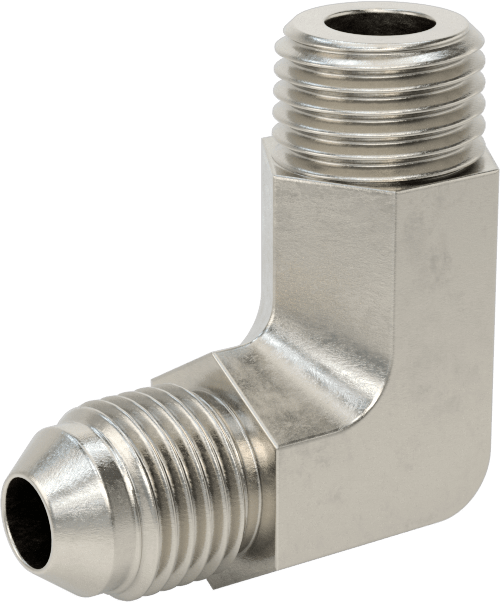Paslanmaz Çelik Boru için 37 Derece Genişletilmiş Bağlantı Parçası, 5/16" Dış Çaplı Boru x 1/4 NPT Erkek için 90 Derece Adaptör