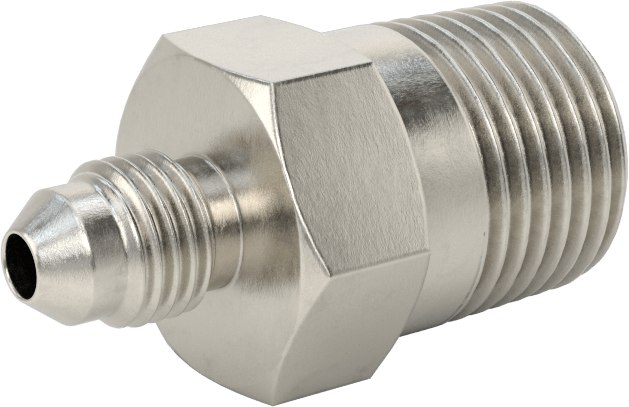 Paslanmaz Çelik Boru için 37 Derece Genişletilmiş Bağlantı Parçası, 1/4" Dış Çaplı Boru x 1/2 NPT Erkek için Düz Adaptör