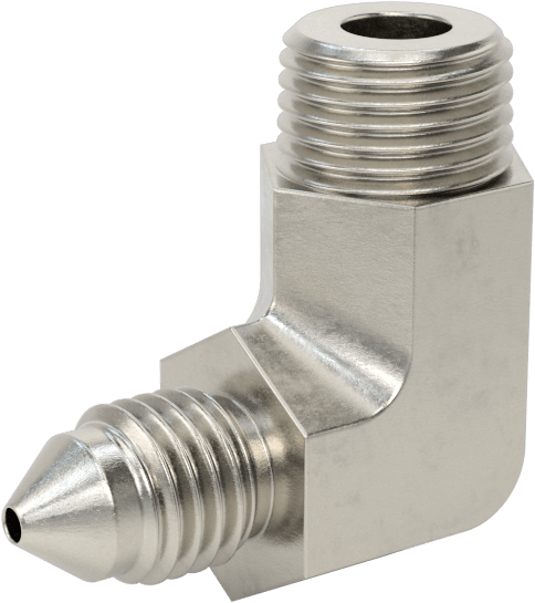 Paslanmaz Çelik Boru için 37 Derece Genişletilmiş Bağlantı Parçası, 1/8" Boru Dış Çapı x 1/8 NPT Erkek için 90 Derece Adaptör