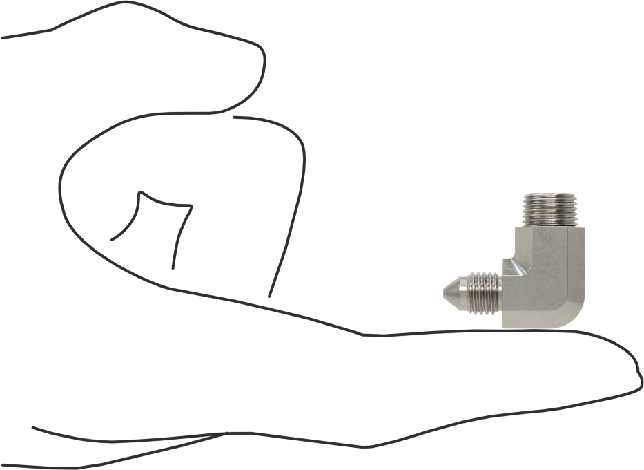 Paslanmaz Çelik Boru için 37 Derece Genişletilmiş Bağlantı Parçası, 1/8" Boru Dış Çapı x 1/8 NPT Erkek için 90 Derece Adaptör