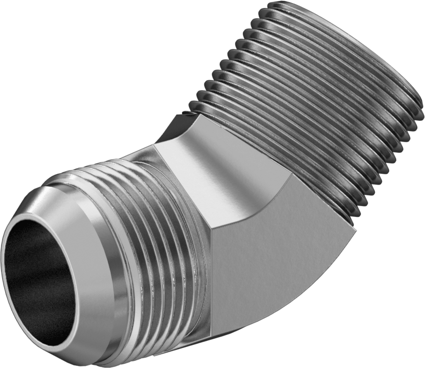 Paslanmaz Çelik Boru için 37 Derece Genişletilmiş Bağlantı Parçası, 1" Dış Çaplı Boru x 1 NPT Erkek için 45 Derece Dirsek Adaptörü