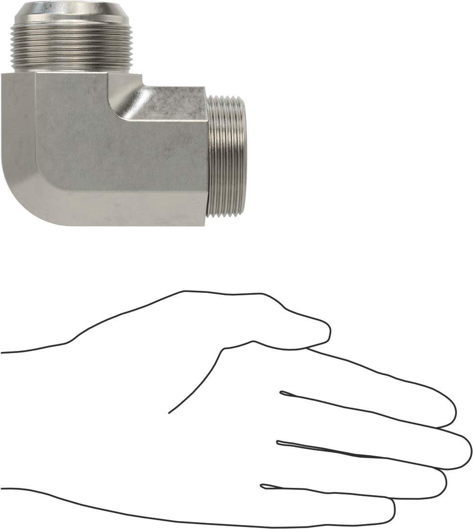 Paslanmaz Çelik Boru için 37 Derece Genişletilmiş Bağlantı Parçası, 1-1/2" Dış Çaplı Boru x 1-1/2 NPT Erkek için 90 Derece Adaptör