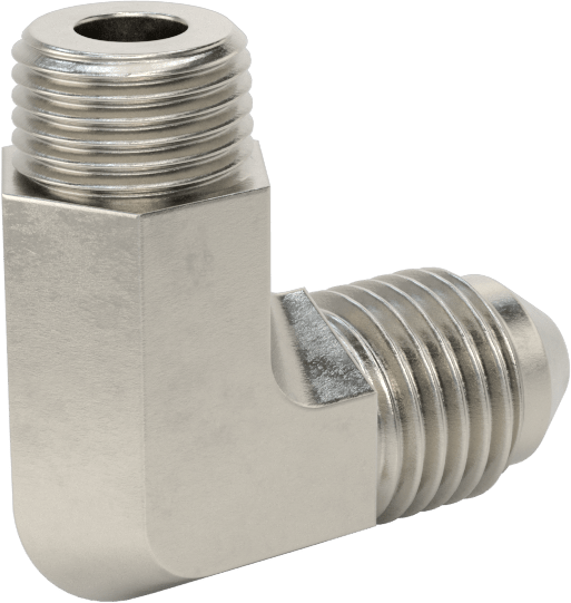 Paslanmaz Çelik Boru için 37 Derece Genişletilmiş Bağlantı Parçası, Temiz ve Torbalı, 90 Derece Dirsek, 1/4" Boru x 1/8 NPT Erkek