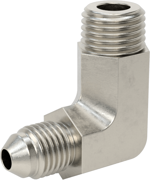 Paslanmaz Çelik Boru için 37 Derece Genişletilmiş Bağlantı Parçası, Temiz ve Torbalı, 90 Derece Dirsek, 1/4" Boru x 1/4 NPT Erkek