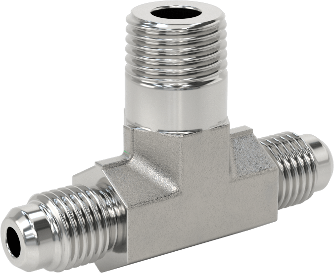 Paslanmaz Çelik Boru için 37 Derece Genişletilmiş Bağlantı Parçası, Temiz ve Torbalı, Hat Üstü T, 1/4" Boru Dış Çapı x 1/4 NPT Erkek