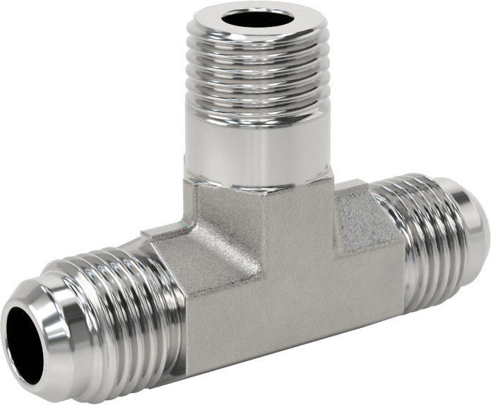 Paslanmaz Çelik Boru için 37 Derece Genişletilmiş Bağlantı Parçası, Temiz ve Torbalı, Hat Üstü T, 3/8" Boru Dış Çapı x 1/4 NPT Erkek