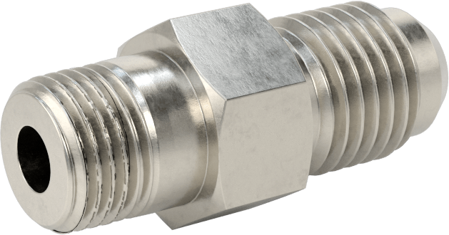 Paslanmaz Çelik Boru için 37 Derece Genişletilmiş Bağlantı Parçası, Diş Sızdırmazlık Maddeli Adaptör, 1/4" Boru Dış Çapı x 1/8 NPT Erkek