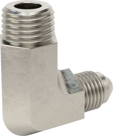 Paslanmaz Çelik Boru için 37 Derece Genişletilmiş Bağlantı Parçası, 1/4" Boru Dış Çapı x 1/4 NPT Erkek için 90 Derece Dirsek