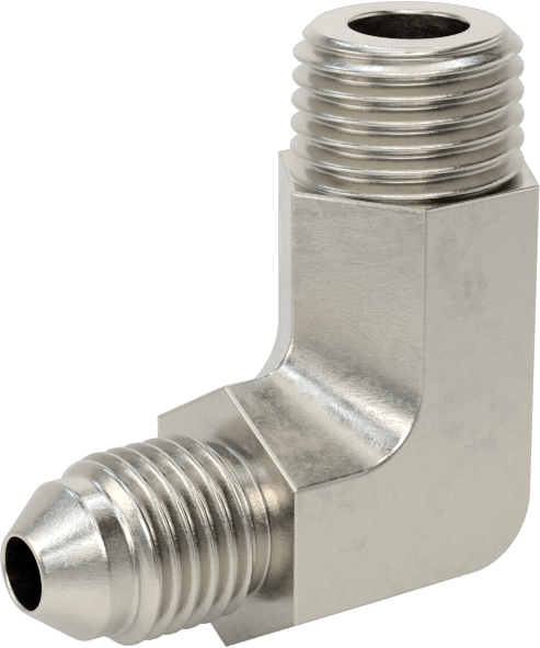 Paslanmaz Çelik Boru için 37 Derece Genişletilmiş Bağlantı Parçası, 1/4" Boru Dış Çapı x 1/4 NPT Erkek için 90 Derece Dirsek
