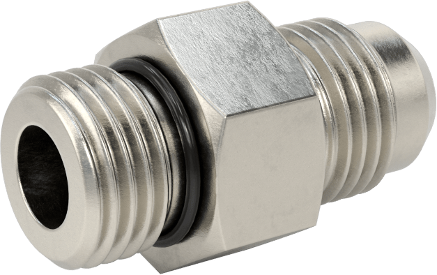 Paslanmaz Çelik Boru için 37 Derece Genişletilmiş Bağlantı Parçası, Temizlenmiş ve Torbalı, 3/8" Boru için Adaptör, 9/16"-18 Erkek