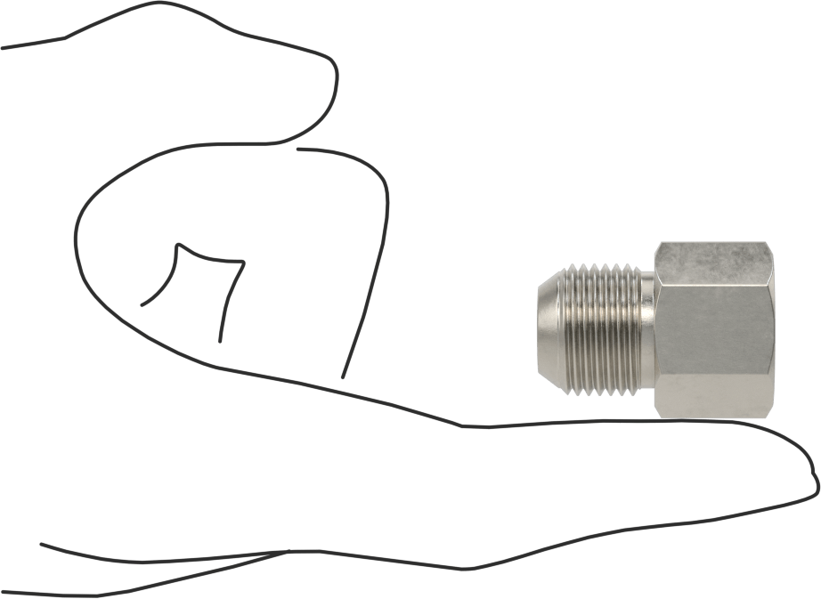 Paslanmaz Çelik Boru için 37 Derece Genişletilmiş Bağlantı Parçası, 1/2" Dış Çaplı Boru x 1/4 NPT Dişi için Düz Adaptör