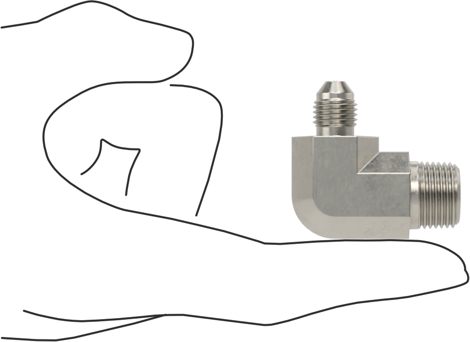 Paslanmaz Çelik Boru için 37 Derece Genişletilmiş Bağlantı Parçası, 1/4" Dış Çaplı Boru x 3/8 NPT Erkek için 90 Derece Adaptör