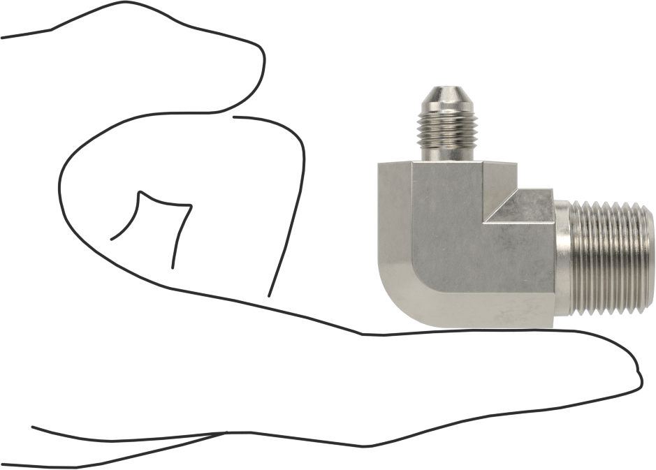 Paslanmaz Çelik Boru için 37 Derece Genişletilmiş Bağlantı Parçası, 1/4" Boru Dış Çapı x 1/2 NPT Erkek için 90 Derece Adaptör