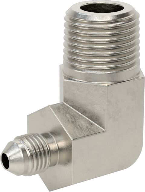 Paslanmaz Çelik Boru için 37 Derece Genişletilmiş Bağlantı Parçası, 1/4" Boru Dış Çapı x 1/2 NPT Erkek için 90 Derece Adaptör