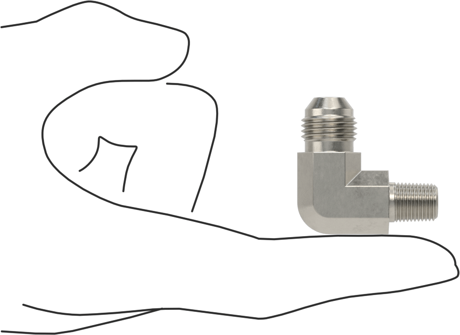 Paslanmaz Çelik Boru için 37 Derece Genişletilmiş Bağlantı Parçası, 3/8" Dış Çaplı Boru x 1/8 NPT Erkek için 90 Derece Adaptör