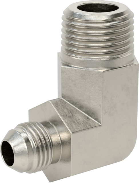 Paslanmaz Çelik Boru için 37 Derece Genişletilmiş Bağlantı Parçası, 3/8" Dış Çaplı Boru x 1/2 NPT Erkek için 90 Derece Adaptör