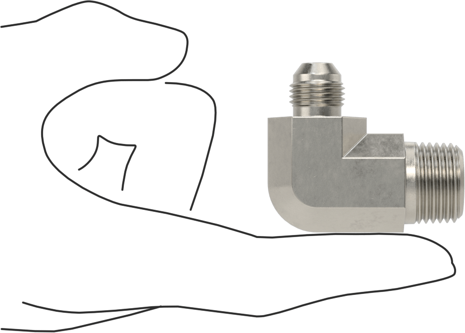 Paslanmaz Çelik Boru için 37 Derece Genişletilmiş Bağlantı Parçası, 3/8" Dış Çaplı Boru x 1/2 NPT Erkek için 90 Derece Adaptör