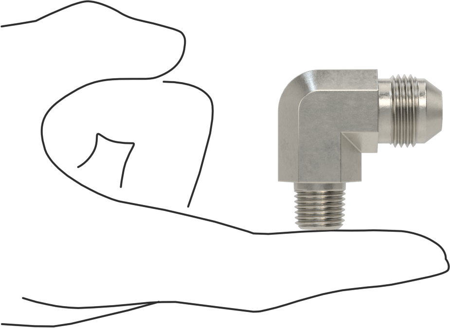 Paslanmaz Çelik Boru için 37 Derece Genişletilmiş Bağlantı Parçası, 1/2" Dış Çaplı Boru x 1/4 NPT Erkek için 90 Derece Adaptör