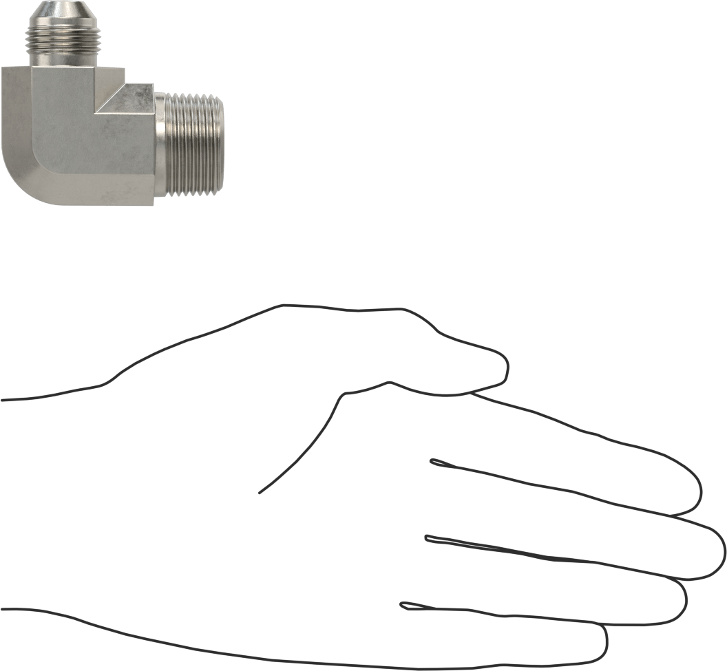Paslanmaz Çelik Boru için 37 Derece Genişletilmiş Bağlantı Parçası, 1/2" Boru Dış Çapı x 3/4 NPT Erkek için 90 Derece Adaptör