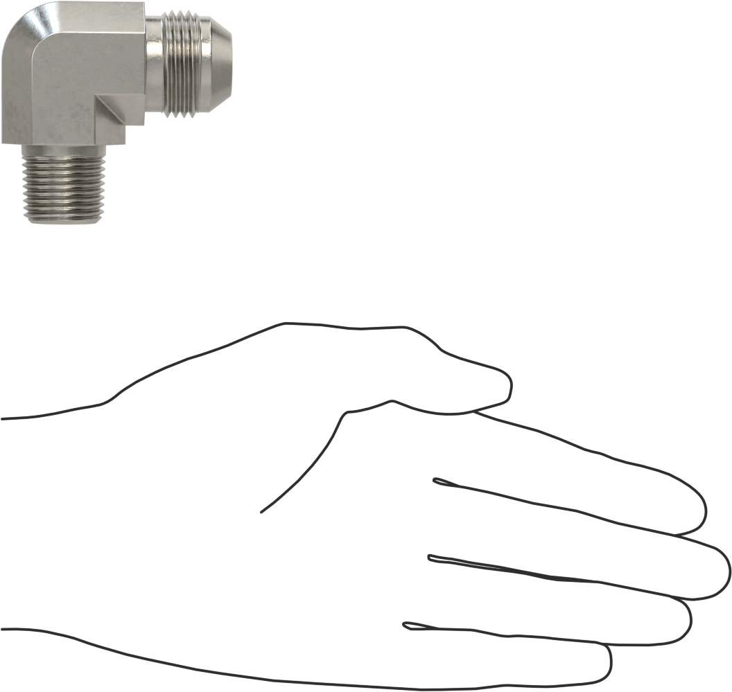 Paslanmaz Çelik Boru için 37 Derece Genişletilmiş Bağlantı Parçası, 3/4" Boru Dış Çapı x 1/2 NPT Erkek için 90 Derece Adaptör