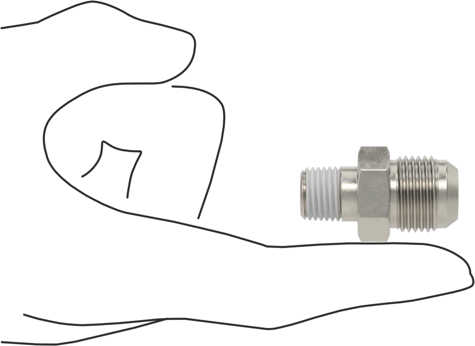 Paslanmaz Çelik Boru için 37 Derece Genişletilmiş Bağlantı Parçası, Diş Sızdırmazlık Maddeli Adaptör, 1/2" Boru Dış Çapı x 1/4 NPT Erkek