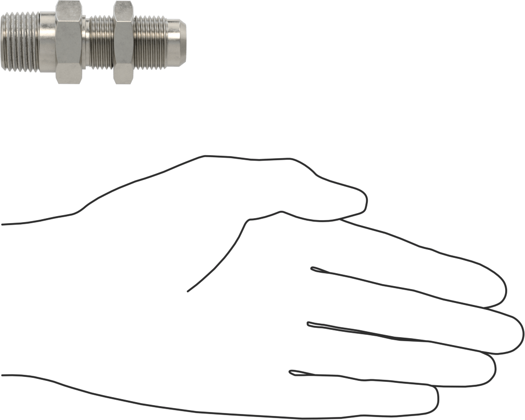 Paslanmaz Çelik Boru için 37 Derece Genişletilmiş Bağlantı Parçası, Duvar Geçişli Adaptör, 1/2" Boru Dış Çapı için, 1/2 NPT Erkek