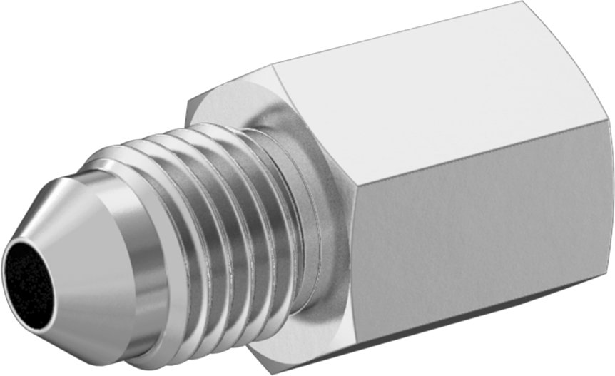 Paslanmaz Çelik Boru için 37 Derece Genişletilmiş Bağlantı Parçası, 1/4" Boru Dış Çapı x 1/8 NPT Dişi için Düz Adaptör