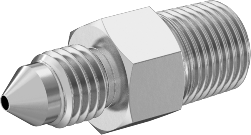 Paslanmaz Çelik Boru için 37 Derece Genişletilmiş Bağlantı Parçası, 1/8" Boru Dış Çapı x 1/8 NPT Erkek için Düz Adaptör