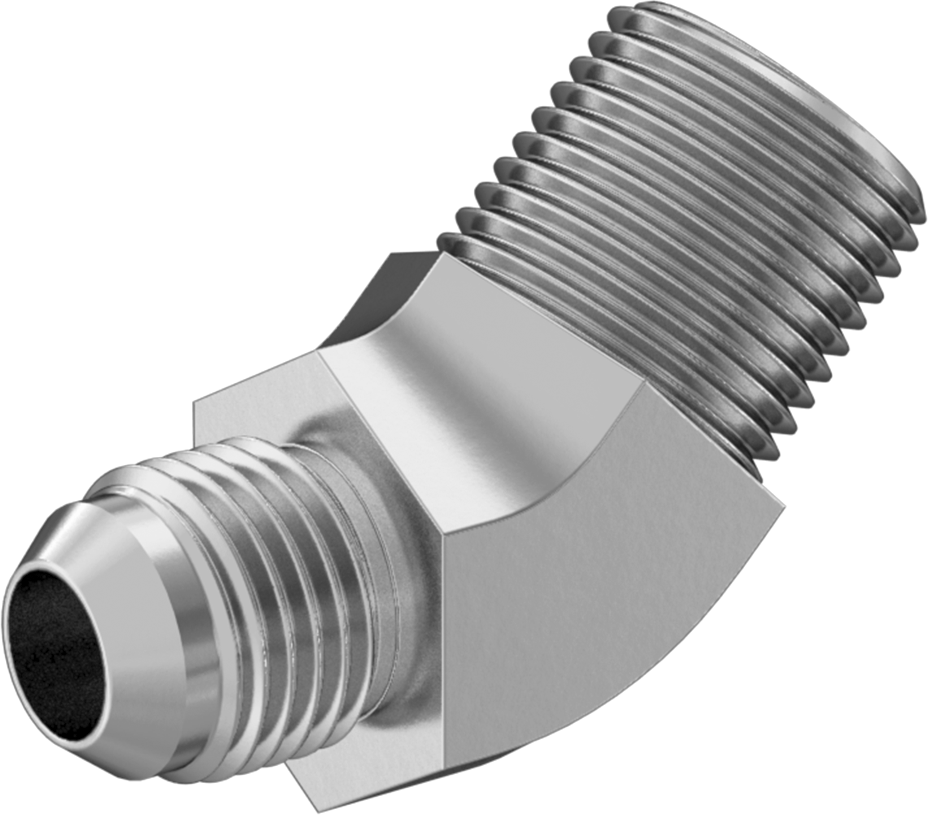 Paslanmaz Çelik Boru için 37 Derece Genişletilmiş Bağlantı Parçası, 3/8" Dış Çaplı Boru x 3/8 NPT Erkek için 45 Derece Adaptör