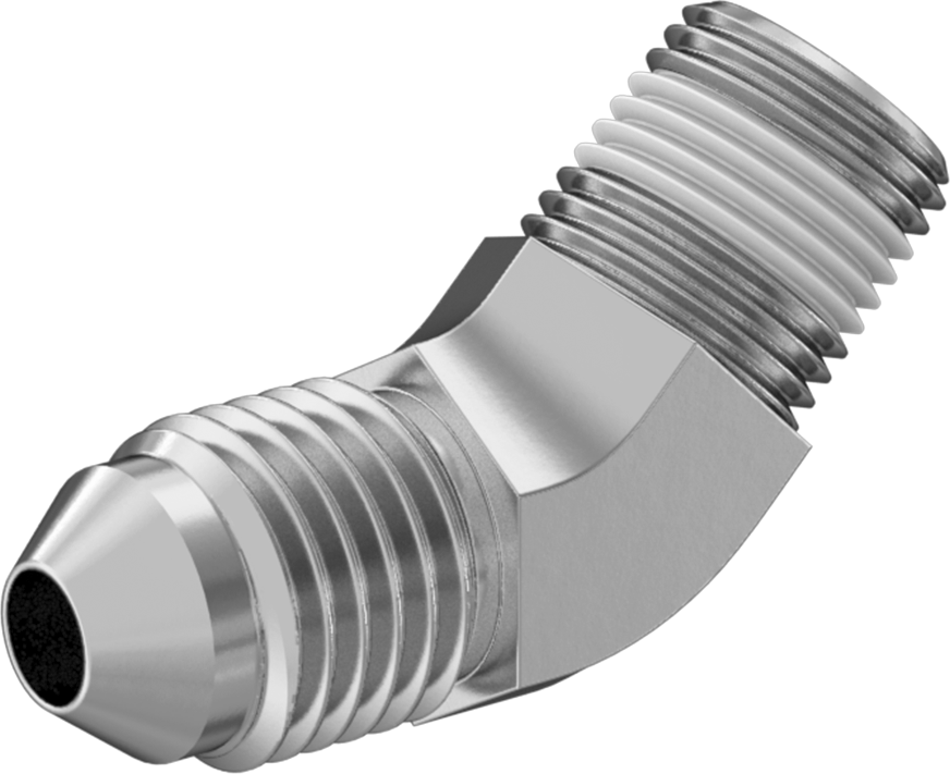 Paslanmaz Çelik Boru için 37 Derece Genişletilmiş Bağlantı Parçası, 1/4" Dış Çaplı Boru x 1/8 NPT Erkek için 45 Derece Dirsek