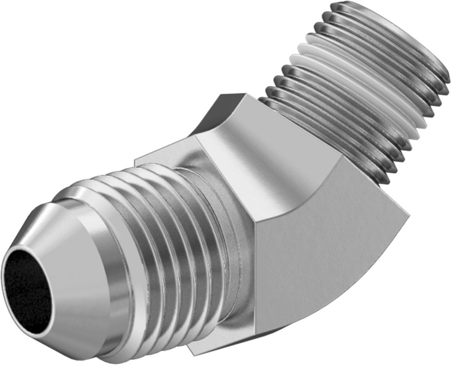 Paslanmaz Çelik Boru için 37 Derece Genişletilmiş Bağlantı Parçası, 5/16" Dış Çaplı Boru x 1/8 NPT Erkek için 45 Derece Dirsek