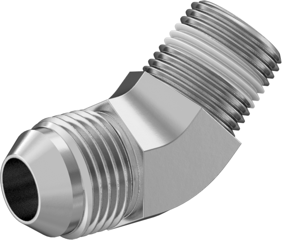 Paslanmaz Çelik Boru için 37 Derece Genişletilmiş Bağlantı Parçası, 1/2" Dış Çaplı Boru x 3/8 NPT Erkek için 45 Derece Dirsek