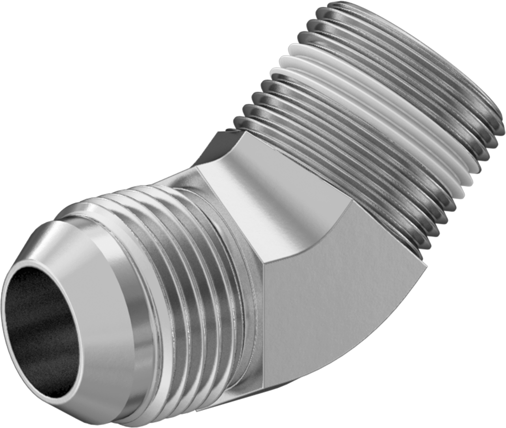 Paslanmaz Çelik Boru için 37 Derece Genişletilmiş Bağlantı Parçası, 3/4" Dış Çaplı Boru x 3/4 NPT Erkek için 45 Derece Dirsek