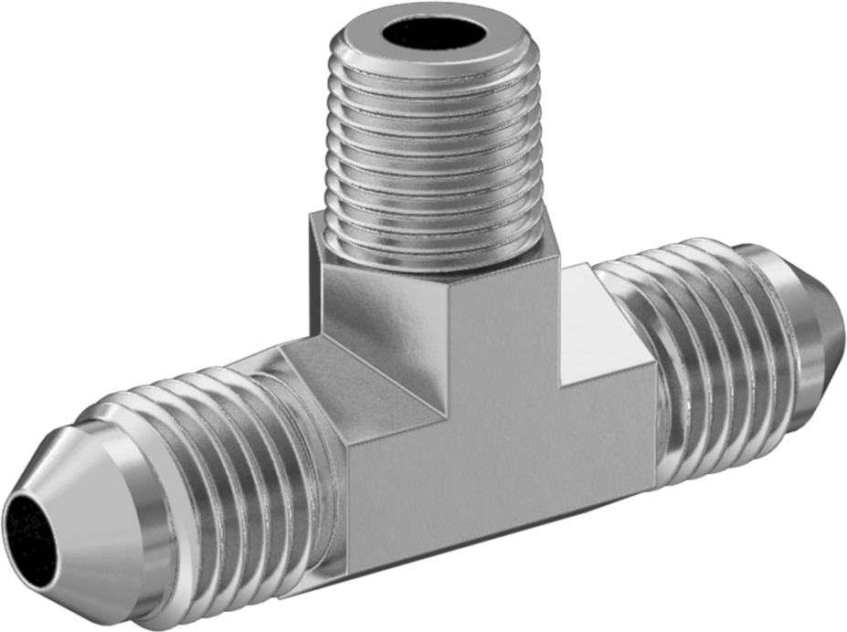 Paslanmaz Çelik Boru için 37 Derece Genişletilmiş Bağlantı Parçası, 1/4" Dış Çaplı Boru x 1/8 NPT Erkek için Hat Üstü T Adaptörü