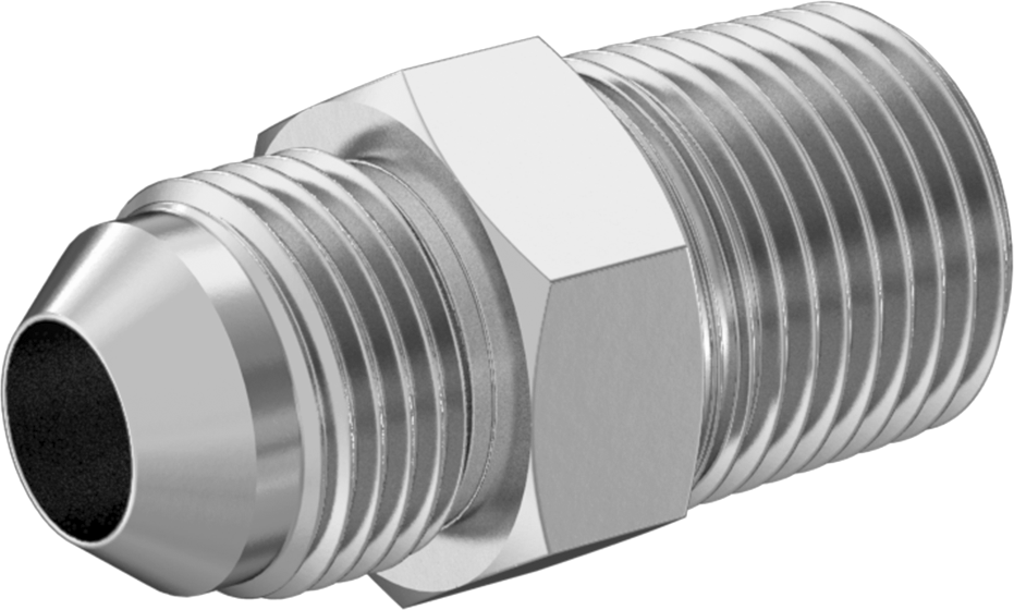 Paslanmaz Çelik Boru için 37 Derece Genişletilmiş Bağlantı Parçası, Temizlenmiş ve Torbalı, 1/2" Boru x 1/2 NPT Erkek Adaptörü
