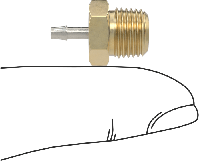 Pirinç Yüksek Basınçlı Dikenli Boru Adaptörü, Hava ve Su için, 3/32" Boru İç Çapı x 1/8 NPT Erkek için