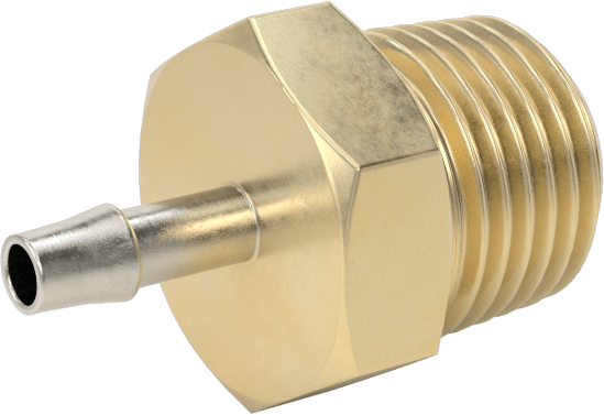 Pirinç Yüksek Basınçlı Dikenli Boru Adaptörü, Hava ve Su için, 3/32" Boru İç Çapı x 1/8 NPT Erkek için