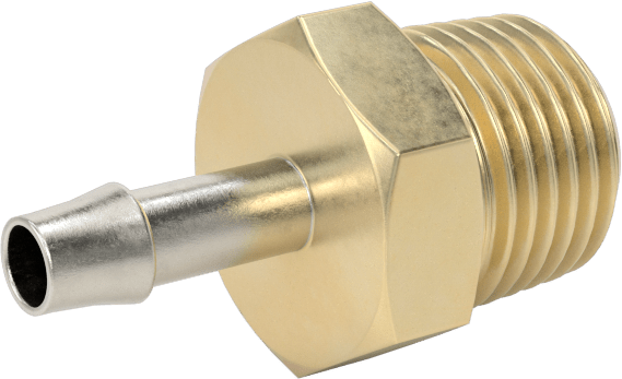 Pirinç Yüksek Basınçlı Dikenli Boru Adaptörü, Hava ve Su için, 1/8" Boru İç Çapı x 1/8 NPT Erkek için