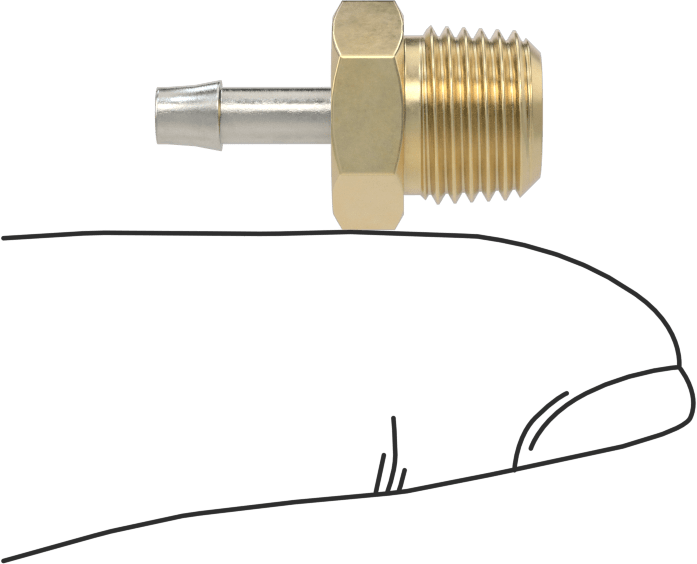 Pirinç Yüksek Basınçlı Dikenli Boru Adaptörü, Hava ve Su için, 1/8" Boru İç Çapı x 1/8 NPT Erkek için