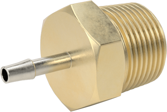 Pirinç Yüksek Basınçlı Dikenli Boru Adaptörü, Hava ve Su için, 3/32" Boru İç Çapı x 1/4 NPT Erkek