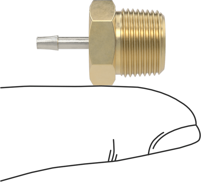 Pirinç Yüksek Basınçlı Dikenli Boru Adaptörü, Hava ve Su için, 3/32" Boru İç Çapı x 1/4 NPT Erkek