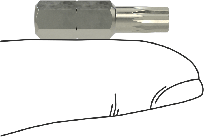 Üçlü Kare Uç, 1/4" Altıgen Şaft, M5 Boyutu