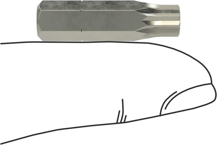Üçlü Kare Uç, 1/4" Altıgen Şaft, M6 Boyutu