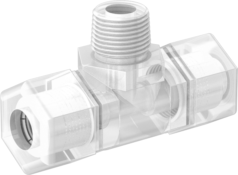 Yiyecek ve İçecek için Sıkıştırmalı Boru Bağlantı Parçası, Hat Üstü T Adaptörü, 1/2" Boru Dış Çapı x 3/8 NPTF Erkek için