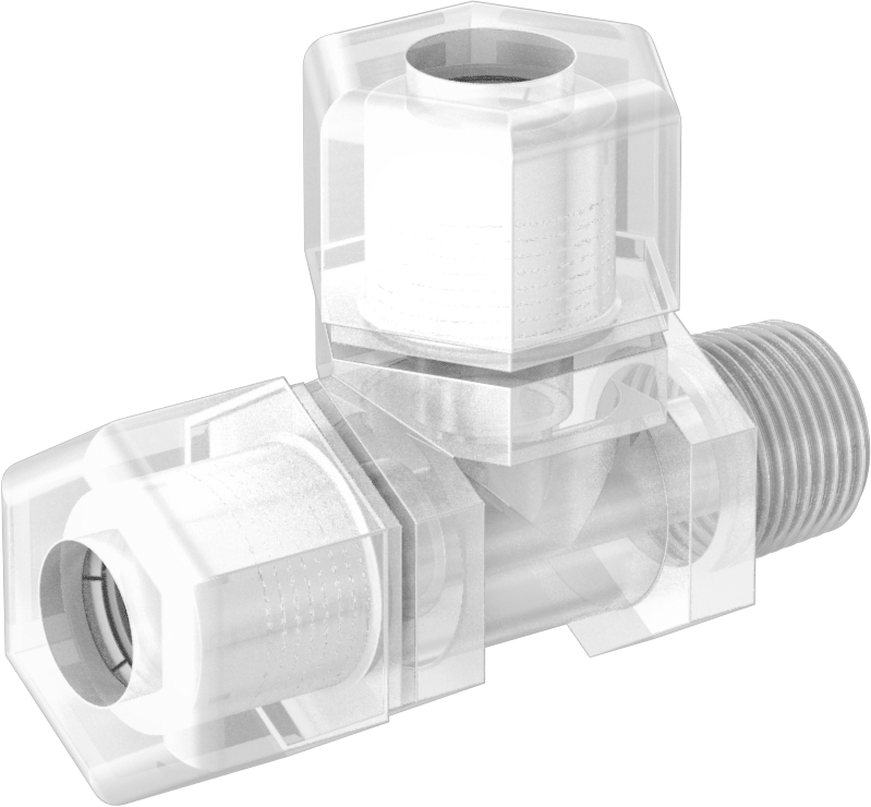 Yiyecek ve İçecek için Sıkıştırmalı Boru Bağlantı Parçası, Dik Açı T, 1/2" Boru Dış Çapı x 3/8 NPTF Erkek için
