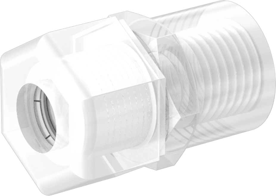 Yiyecek ve İçecek için Sıkıştırmalı Boru Bağlantı Parçası, Düz Adaptör, 1/2" Boru Dış Çapı x 3/8 NPTF Dişi için