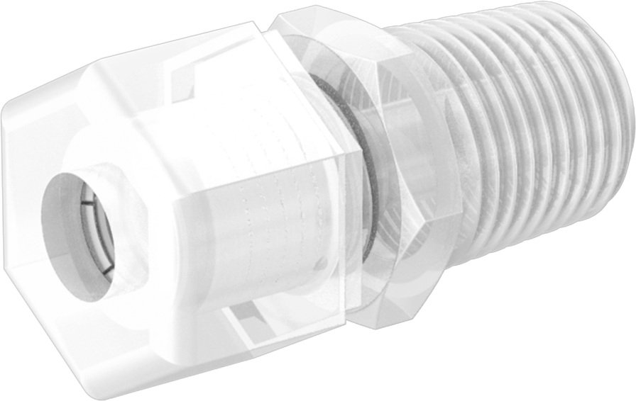 Yiyecek ve İçecek için Sıkıştırmalı Boru Bağlantı Parçası, Düz Adaptör, 5/16" Boru Dış Çapı x 1/4 NPTF Erkek için