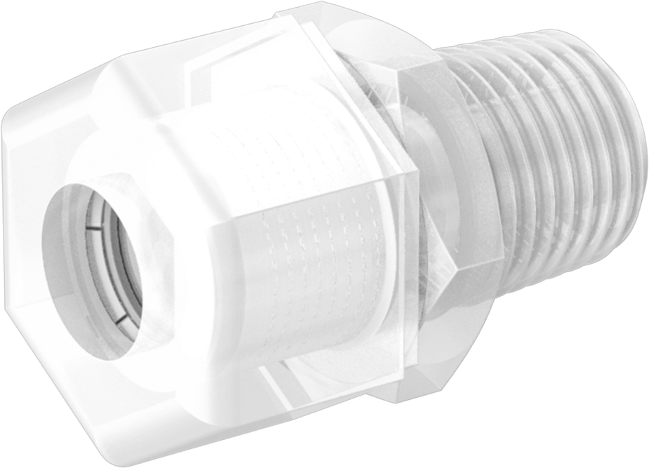 Yiyecek ve İçecek için Sıkıştırmalı Boru Bağlantı Parçası, Düz Adaptör, 1/2" Boru Dış Çapı x 3/8 NPTF Erkek için